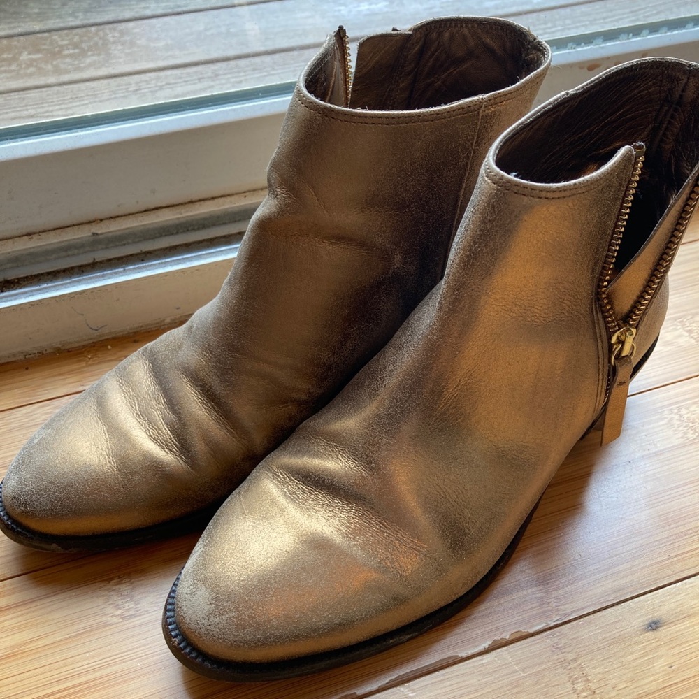 J Crew Gold Ankle Booties Size 9.5